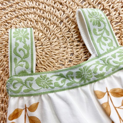 Vestido Cerejinhas com Passamanaria Floral - Verde
